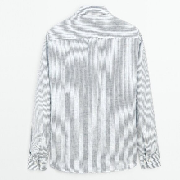 Massimo Dutti Regular Fit Striped Linen Shirt in Large - Picture 7 of 10